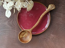 Unique Beech Wood Serving Spoon Ladle with Elegant Curved Handle  - £53.78 GBP