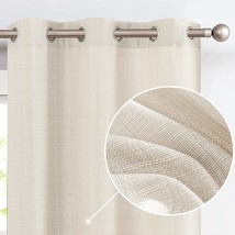 Jinchan Beige Linen Textured Curtains 72 Inch Long 2 Panels For Living Room - £31.16 GBP