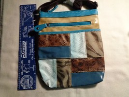 Purse (new) Made For U, Patchwork Crossbody Bag /Teal &amp; Brown  So Cute! - £35.84 GBP