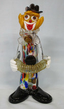 Vintage Murano Glass Clown Standing with Accordion - $59.39