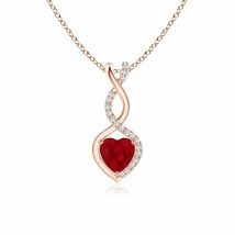 Authenticity Guarantee 
ANGARA 5mm Ruby Infinity Heart Pendant with Diamonds ... - £689.94 GBP