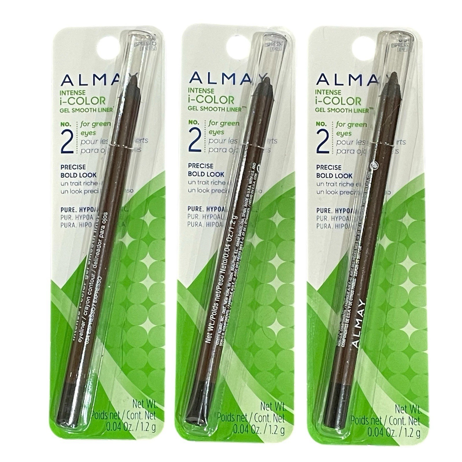 RARE Almay Intense i-Color Gel Smooth Eyeliner Pencil #034 Espresso Lot ... - $29.65