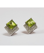 2.5 cttw Natural Peridot 925 sterling silver earrings - £26.29 GBP