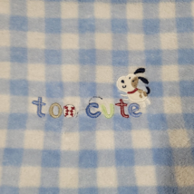 Just One Year Carters Too Cute Dog Blue White Check Plaid Gingham Baby Blanket - £22.57 GBP