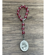 Red Beaded Silver Tone Rosary Catholic Religious Cross Crucifix KG JD - $13.56 CAD