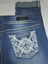 WallFlower Capris Cuffed Stretch Low Rise Med Wash Junior Sz 5 Embellished Bling - £13.24 GBP