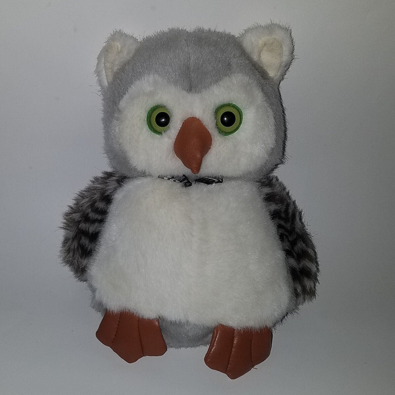 Primary image for Gray Owl Plush Stuffed Animal Toy Lovey 9" Bird Green Eyes Bowtie Soft Things