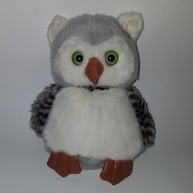 Gray Owl Plush Stuffed Animal Toy Lovey 9&quot; Bird Green Eyes Bowtie Soft T... - £12.59 GBP