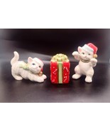 Fitz &amp; Floyd Kitty Kringle Porcelain Christmas Cat Present Figurines Hol... - £11.36 GBP