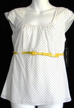 Isabella Demarco Blouse Top Shirt size 6  Black White Cap Sleeve Polka D... - £30.36 GBP