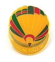 Vintage Floating Folly Too Hot Air Balloon Gold Tone Enamel Lapel Pin Souvenir - £5.62 GBP