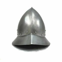 Halloween Kettle Hat Armor Helmet Medieval Knight Crusader Steel Armor H... - £68.18 GBP
