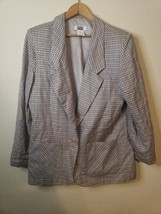 Vintage Lucia Women&#39;s Plaid Blazer Jacket Button Front Long Sleeve Size 12 - £12.86 GBP