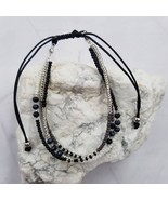 Boho Layered Beads Stacking Bracelet Black Silver White Beads - $18.82 CAD