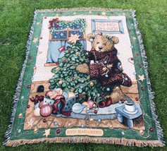 VTG Boyds Bears &amp; Friends 1997 Christmas Bears Blanket Throw Tapestry 50” X 66” - £19.51 GBP