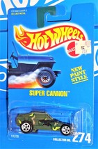 Hot Wheels Early-Mid 1990s Mainline #274 Super Canon Olive Green w/ White 5SPs - £4.76 GBP