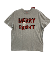 Merry &amp; Bright Men&#39;s Xl Christmas T-Shirt Gray Wondershop Holiday Top Nwt - £10.50 GBP
