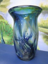 Michael Boylen (born 1935) art glass studio blue vase 6 x 4&quot; signed - £202.28 GBP