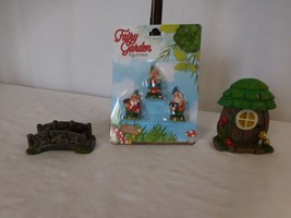 Miniature Fairy &amp; Garden Green House Figurines Bridge , 5 Piece Set NEW - £9.49 GBP