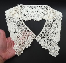 1pc Beige &amp; Beaded cotton crochet Neckline Collar Lace Patch Motif A291 - £6.26 GBP