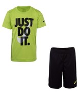 Nike Boy`s Dri-Fit T-Shirt &amp; Shorts 2 Piece Set (Black w Cyber(66F026-KY... - £38.00 GBP