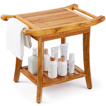 VEVOR Teak Shower Bench, 22 x 14.4 x 18.5 in, Waterproof Wood Shower Stool - $77.90