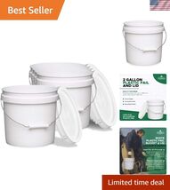 Durable 2-Gallon Heavy Duty White Storage Buckets with Lids - Set of 5 - $102.46