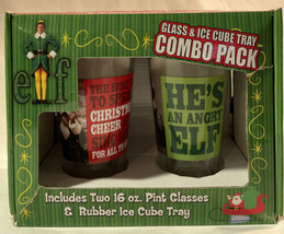 New ELF Movie Set Of Glasses &amp; Ice Cube Tray Combo Gift Pack Tumblers Christmas - £11.41 GBP