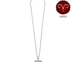 Silver 925 Rhodium Plated Aries CZ Zodiac Sign Necklace - $27.95