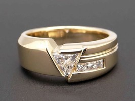 0.85 Ct Trillian Cut Cubic Zirconia 925 Sterling Silver Pinky Men&#39;s Wedding Ring - £143.51 GBP
