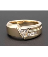 0.85 Ct Trillian Cut Cubic Zirconia 925 Sterling Silver Pinky Men's Wedding Ring - £140.72 GBP