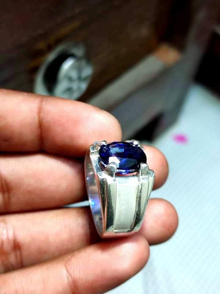 Natural Blue Sapphire Ring, Neelam Ring, Sapphire Ring, Handmade 925k Sterling S Item image 5