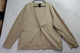 Lane Bryant Cardigan Sweater Womens Size 18/20 Tan Silk Long Sleeve Button Front - £13.03 GBP
