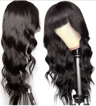 Brazilian Remy Body Wave Human Hair Full Machine Non Lace Wigs With Bangs - £74.64 GBP+