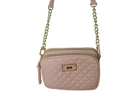 Steve Madden Womens Blush Pink Leather Quilted 3 Pocketed Crossbody Bag Purse - £30.93 GBP