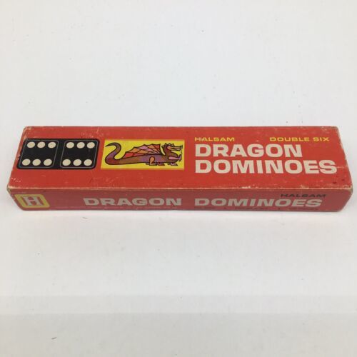 Primary image for Vintage Halsam Double Six Dragon Dominoes 28 Pieces #622 Complete