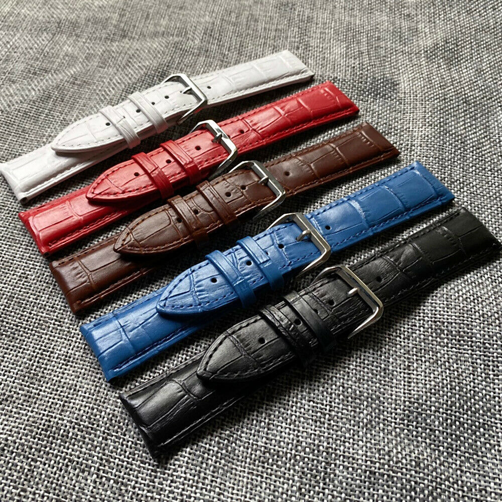 19mm Calfskin Genuine Leather Watch Strap/Band (Stainless Steel Buckle) - $13.12