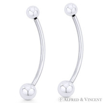 2&quot; Curved Barbell Drop Earrings w/ 6mm &amp; 8mm Ball Beads in .925 Sterling... - £28.42 GBP