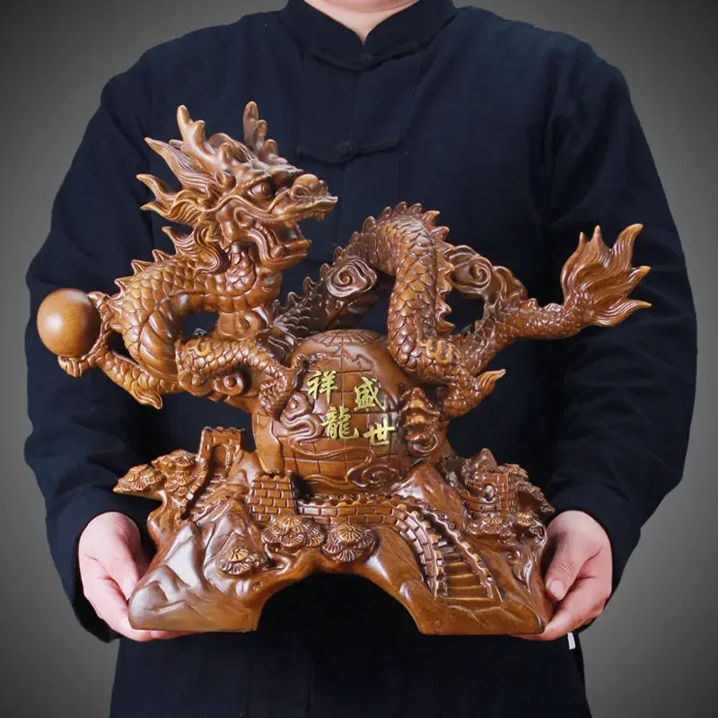 The Year of The Dragon Ornament Office Attracts Wealth Feng Shui Sculptures - £96.46 GBP