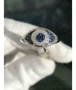 2 Ct Round Cut Simulated Sapphire Evil Eye Engagement Ring925 Silver Gol... - €76,07 EUR