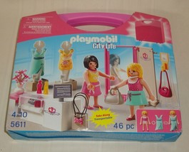 Playmobil 5611 City Life Mall Boutique Shopping 46 pcs w Carrying Case OPEN BOX - £13.19 GBP