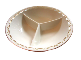 Lenox Matelasse Pierced Divided Vegetable Bowl Bone China 9.5&quot; W Made in... - $24.70