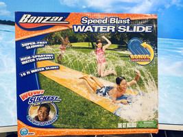 BANZAI Speed Blast 16&#39; Water Slide w/ High-Spraying Water Tunnel Fun &amp; B... - £9.85 GBP