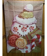 Christmas Winter Peppermint Snowman Front Door Garden Yard Banner Flag 2... - $21.66 CAD