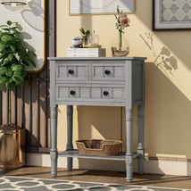 Merax Narrow Console Sofa Table Sideboard With 3 Storage Drawers And, Gray Wash - £166.25 GBP