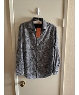 TALLIA Men&#39;s Paisley Performance Dress Shirt Gray Black Size Medium Stre... - $27.72