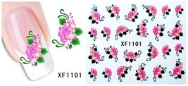 Nail Art Water Transfer Sticker Decal Stickers Pretty Flowers Green Pink... - €2,47 EUR