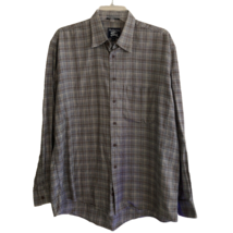 Burberry Plaid Flannel Shirt Mens L Button Up Long Sleeve Cotton Black/G... - $34.99