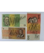 Australia 3-Notes Currency Set // 1969 $1 One // 1985 $2 Two // 1989 $20... - $67.12 CAD
