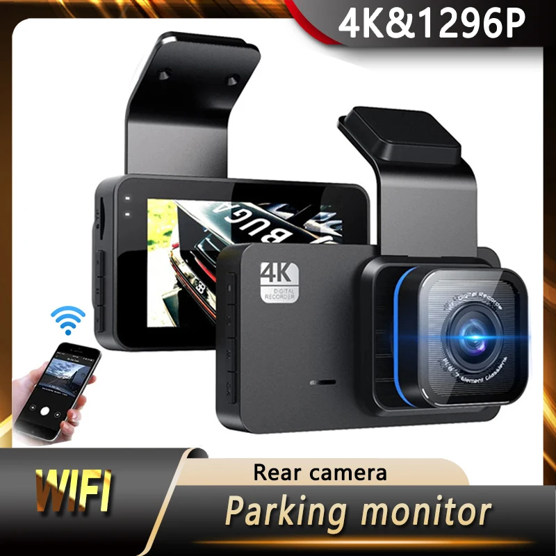 Car DVR Dashcam 3 Inch Wifi GPS 4K&amp;1296P Dual Lens Night Vision Camcorder - £67.98 GBP+